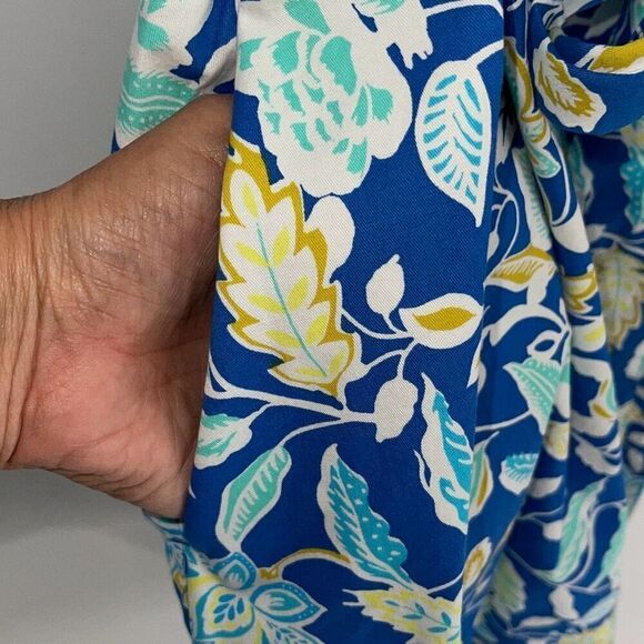 Croft‎ & Barrow Womens Floral Split Neck Sleeveless Dress Blue Size Large NWT - Picture 5 of 8